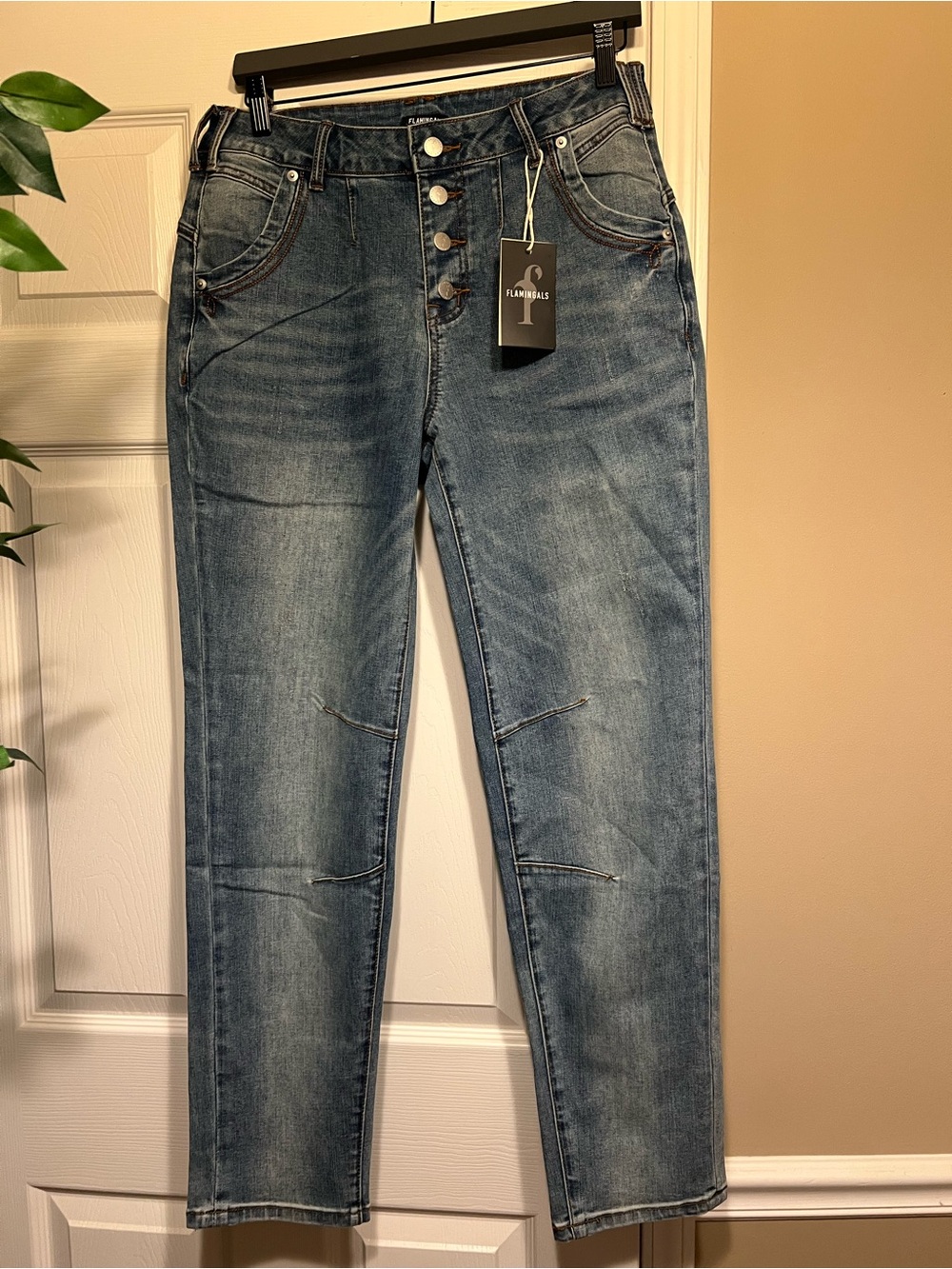 NWT Flamingals Women’s Blue High-Rise Button-Fly Jeans